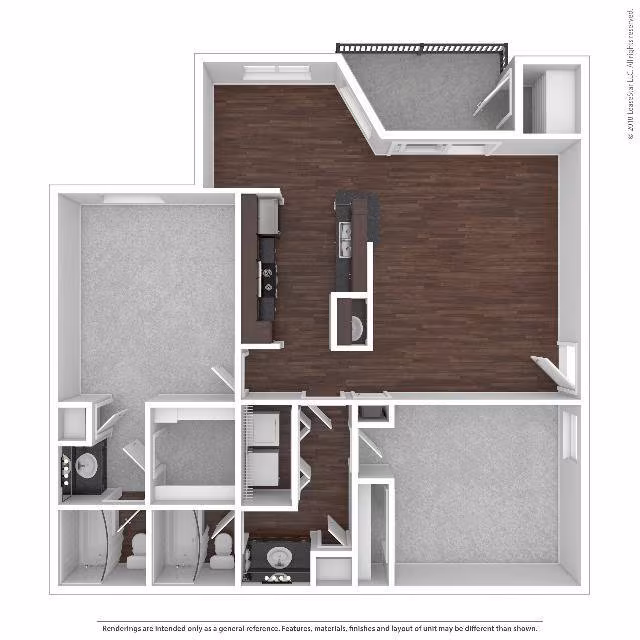 2 Beds • 2 Bath 605 floor plan